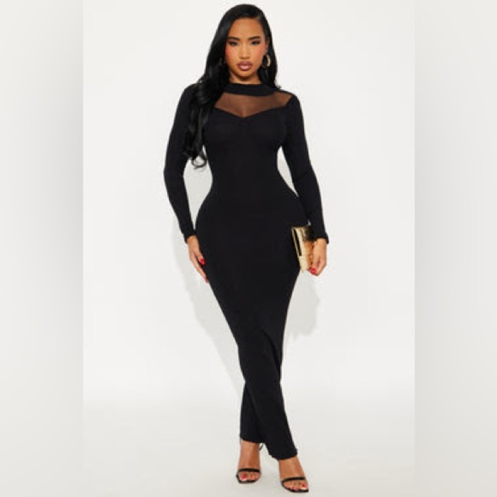 New Fashion Nova Luxe Sweet Haze Sweater Glam Bodycon Maxi Dress - Black Small